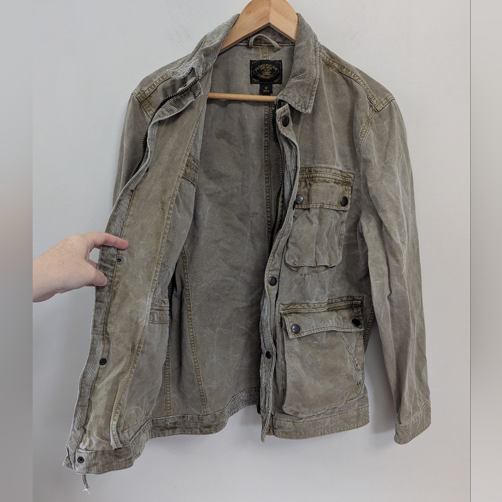 Lucky Brand Distressed Canvas Utility Cargo Jacket Ranch Rugged - Picture 4 of 12